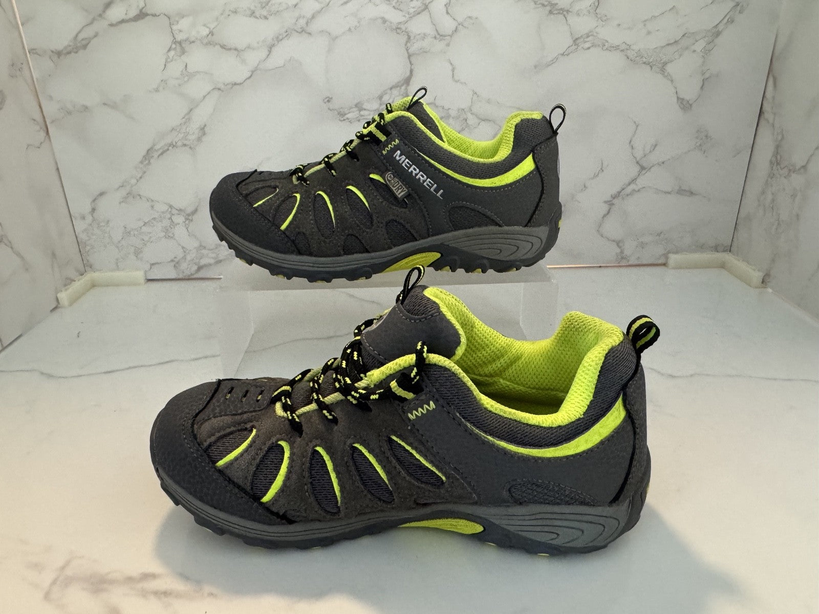 Merrell Hiking Shoes Boys 1M Gray Green Waterproof Select Dry Chameleon Low top