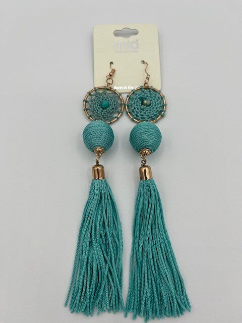 Mia Collection Costume Jewelry Womens Tassel Earrings Turquoise Blue Free Ship