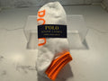 Polo Ralph Lauren Classic Sport Men's Low Cut Socks Orange & White 6, Sz 6-12
