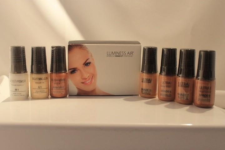 Luminess Air Airbrush Makeup Legend Aqua System&Pink Tip No Drip Stylus 4pc Tan