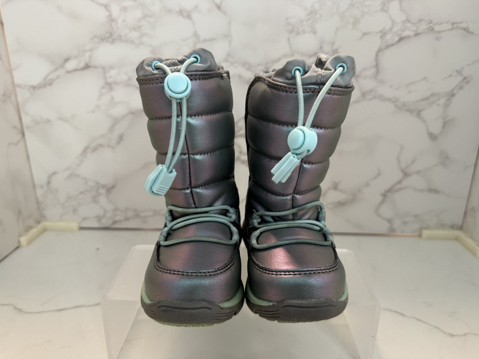 Lands End Boots Girls Size 5 Colorful Iridescent Flurry Snow Insulated Kids, Pre