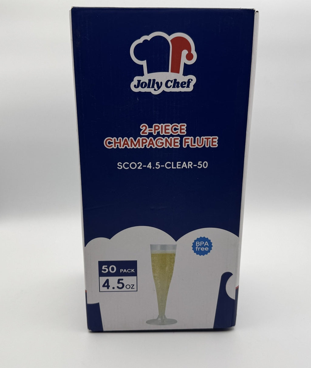 Jolly Chef 4.5oz Champagne Flutes 50-Count 2-Piece, Celebrations, New Year, New