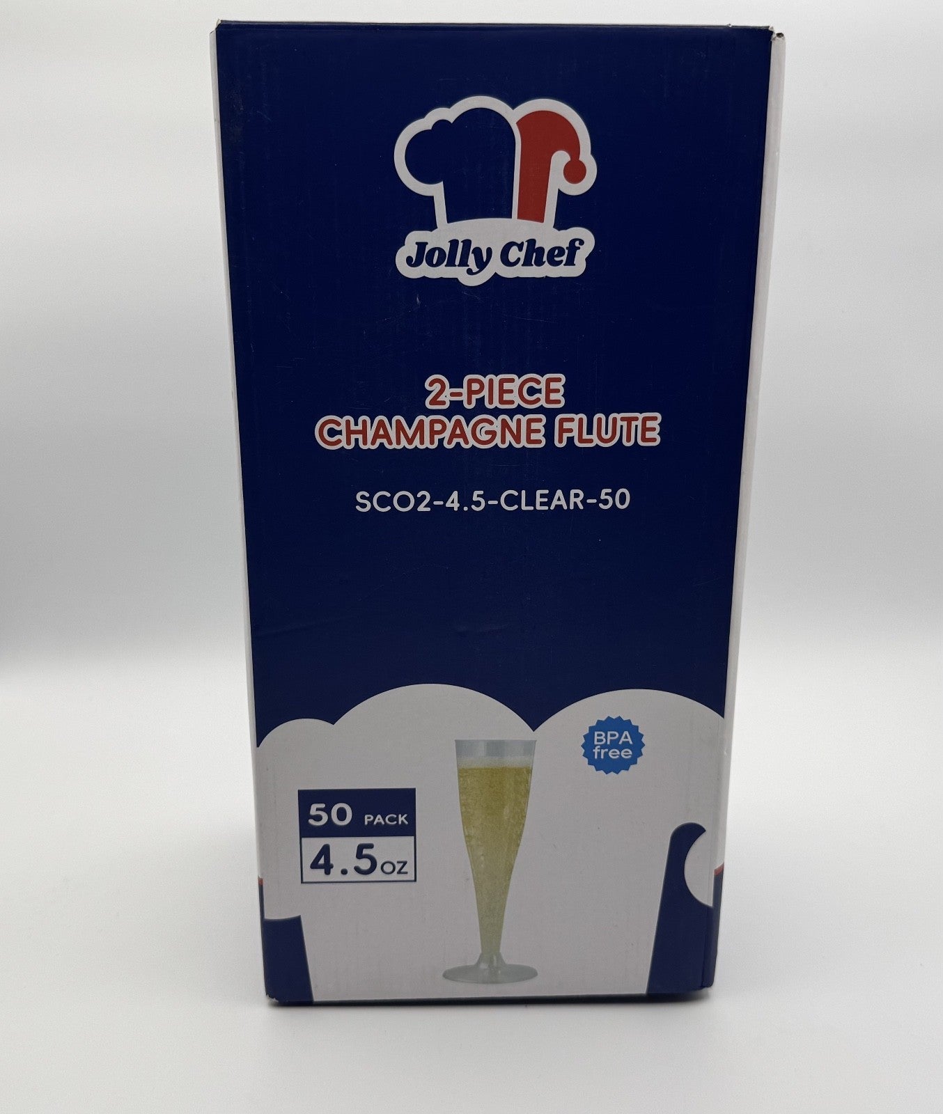 Jolly Chef 4.5oz Champagne Flutes 50-Count 2-Piece, Celebrations, New Year, New