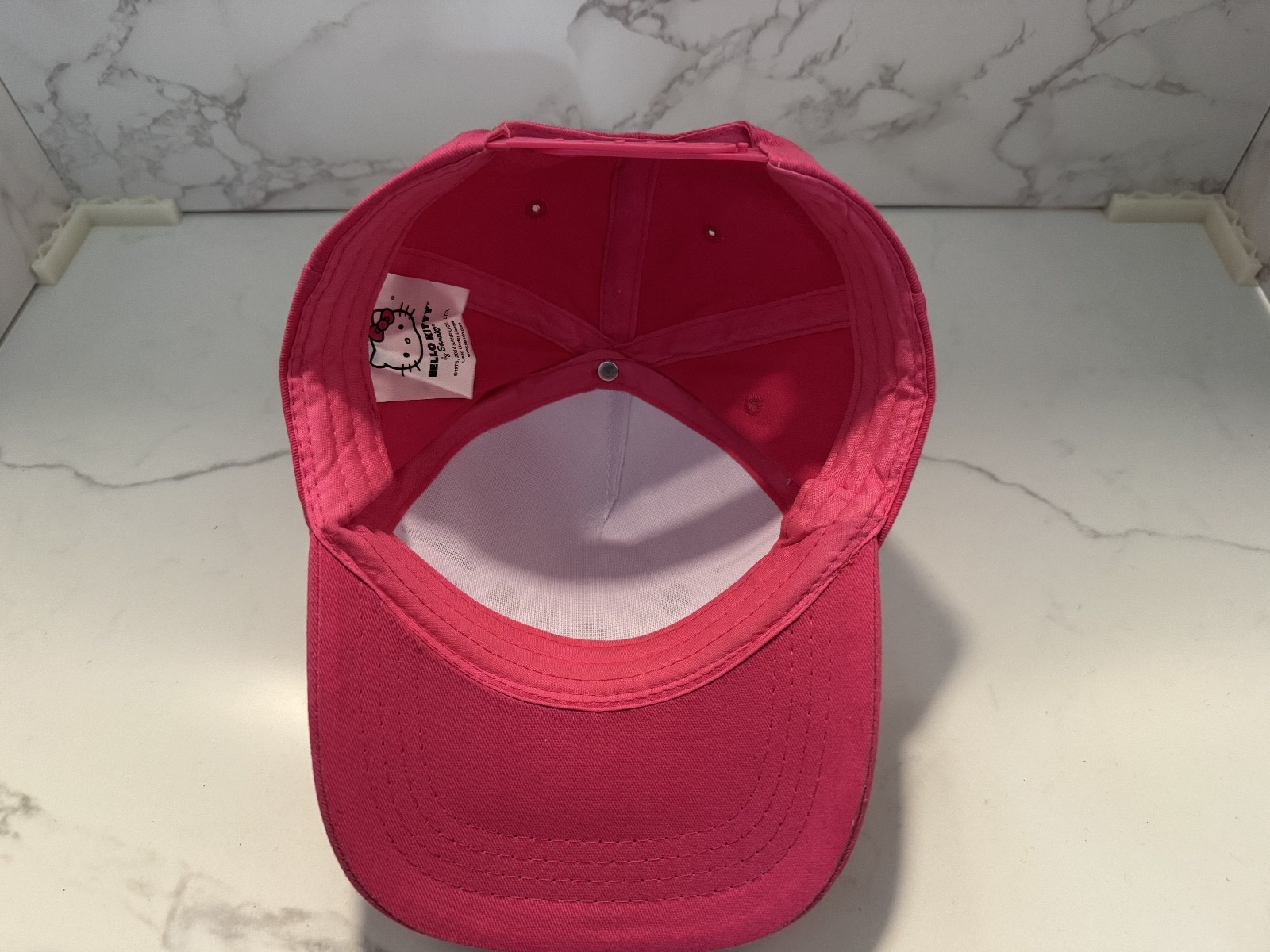 Hello Kitty with Baseball Cap Hat with Pink Ribbon, Pre-owned, Good Condition.