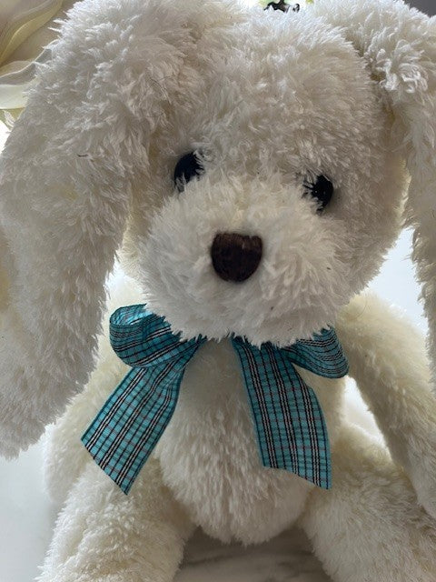 White Bunny Rabbit Plush Floppy Ears w/ bow tie, Stuffed Animal Toy PRE-OWNED