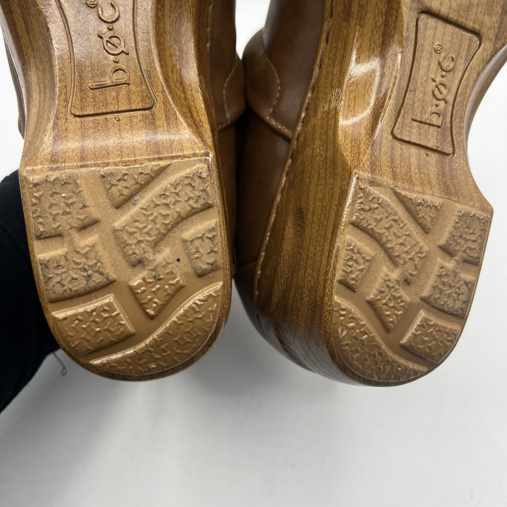 B.O.C Women's Peggy II Clogs, 10M, Slip-on Brown Leather, Pre-owned