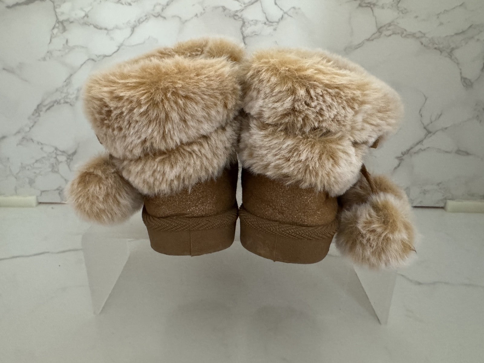First Step Faux Fur Boots Girl Sz 4 Toddler Zip Up Stepping Stones, Pre-owned