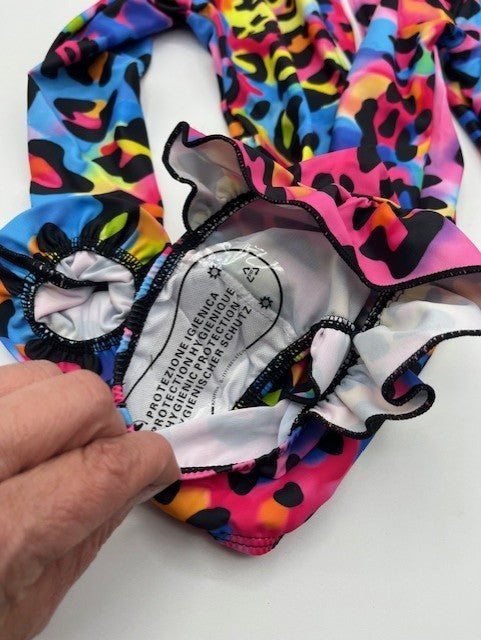 Girl Long sleeve One-piece Multicolor Zipper Swimsuit w/Animal Print 8-10yr. NEW