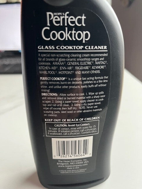 HOPE'S PERFECT GLASS CERAMIC COOKTOP Smoothtop Ranges Gentle No-Rinse CLEANER