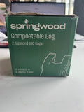 Springwood Compostable TRASH Bags 2.6 Gallon 100-Count 2.6 gal. Green Bags, NIB