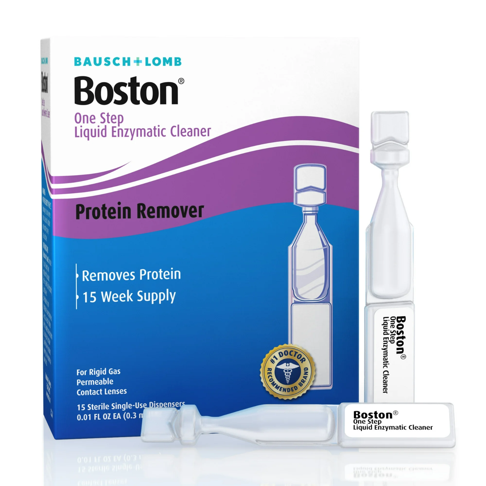 Bausch + Lomb Boston One Step Liquid Enzymatic Cleaner Removes Protein, NIB