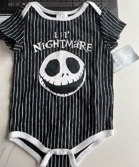Disney Store Jack Skellington Nightmare Before Christmas Baby Bodysuit 18-24 mo.