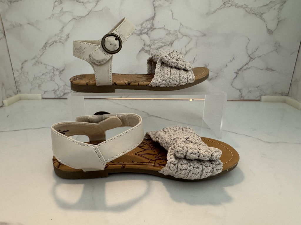 Blowfish Malibu Youth Girls Sassie-K Sandal Knitted Bow White 13 M, Pre-owned