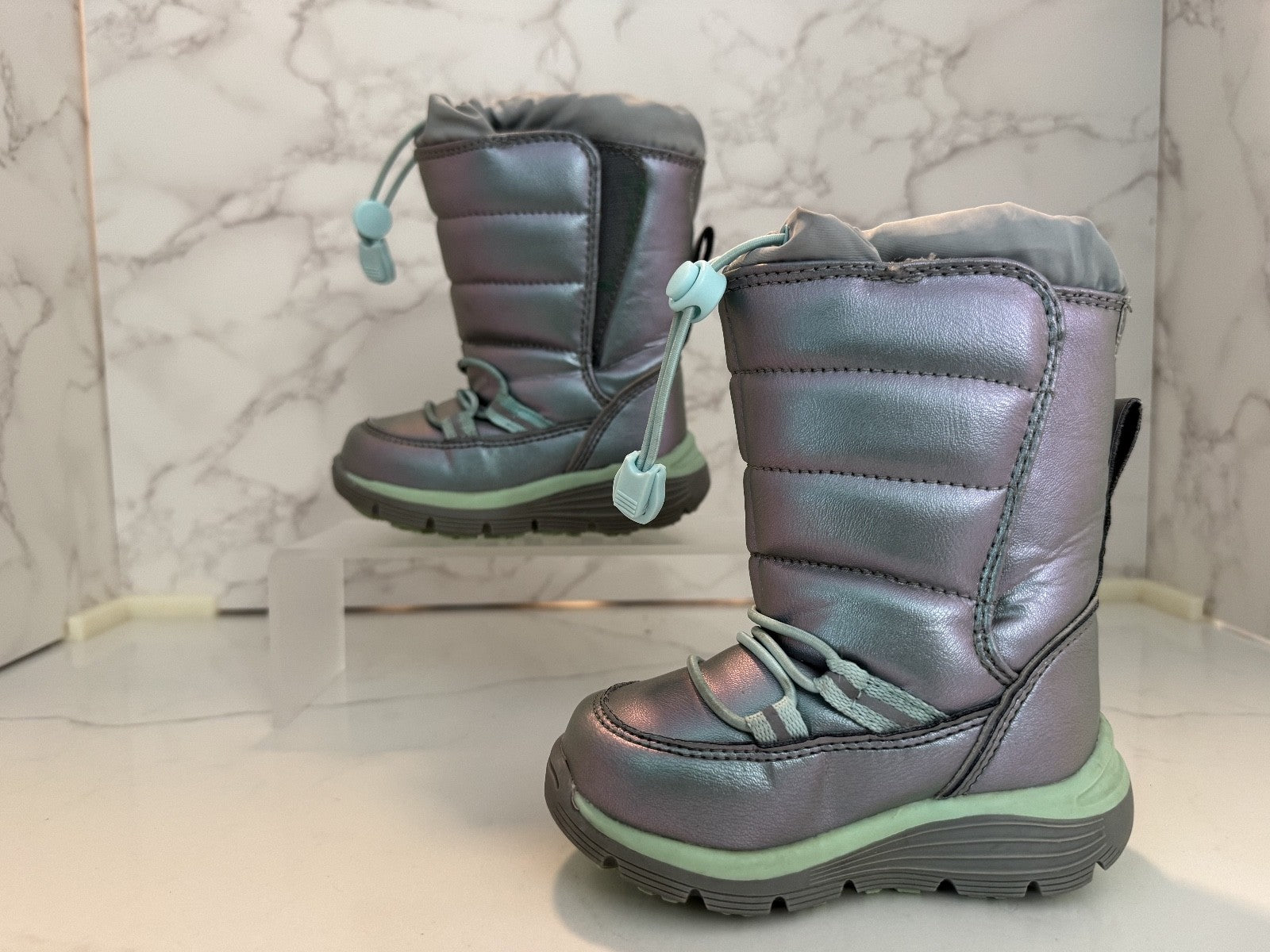 Lands End Boots Girls Size 5 Colorful Iridescent Flurry Snow Insulated Kids, Pre