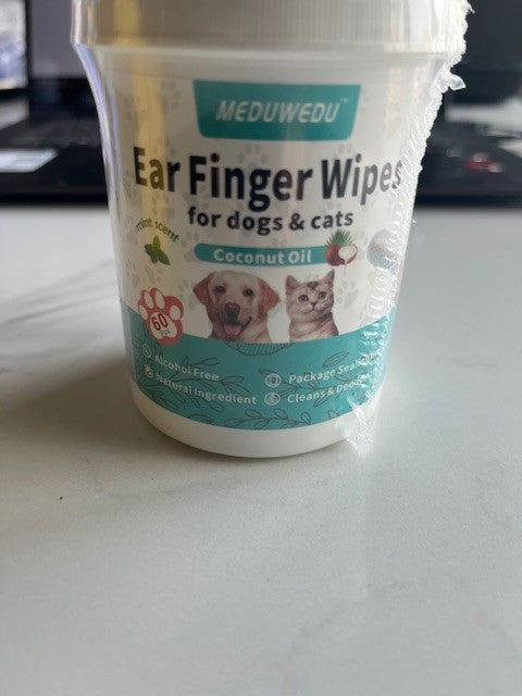 Meduwedu Ear Finger Wipes For Dogs & Cats Coconut Oil Deodorizes 11/2026 SEALED
