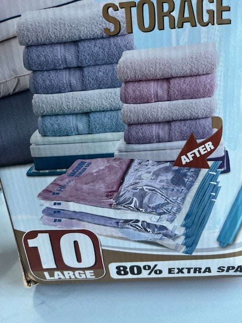 NEW 10 Pack Large Vacuum Storage Bags w/ Pump Space Saver Travel College Packing