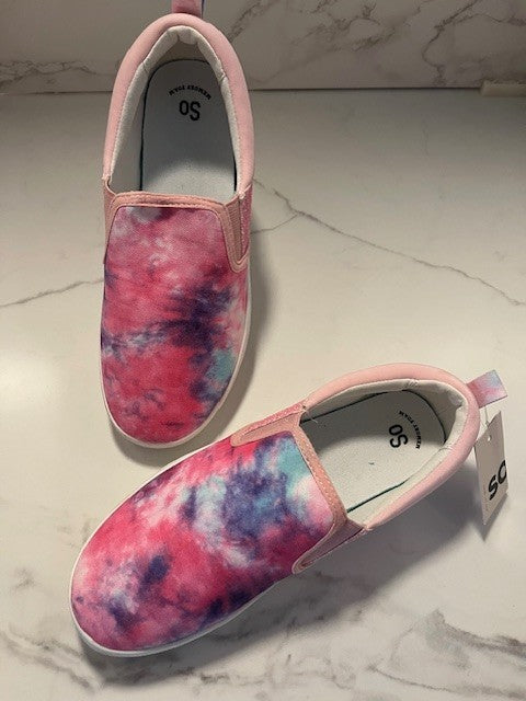 SO Youth Girl's Artic Slip on Comfort Walking Shoes Pastel/Tie Dye Sz 5, NWT