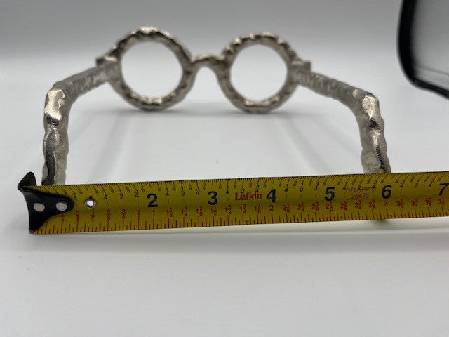 Silver Hammered Aluminium Eyeglass Spectacles Glasses Art Decor Sculpture, New