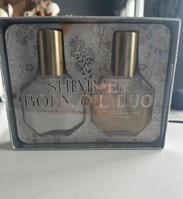 Beauty Concepts Shimmer Body Oil Moisturizing & Nourishing 2 Pcs Set Glow NIB