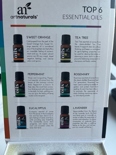 ArtNaturals Aromatherapy Top-6 Essential Oil Set, 100% Pure 6 x 10ml Bottles NIB