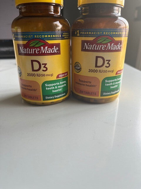 2x Nature Made D3 2000IU Supplement Better Teeth Bone and Immune Health 220 tab.