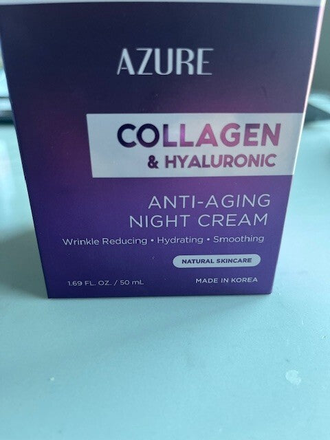 Azure Collagen & Hyaluronic Anti-Aging Night Cream Vegan Skin Cream 1.69 oz NIB