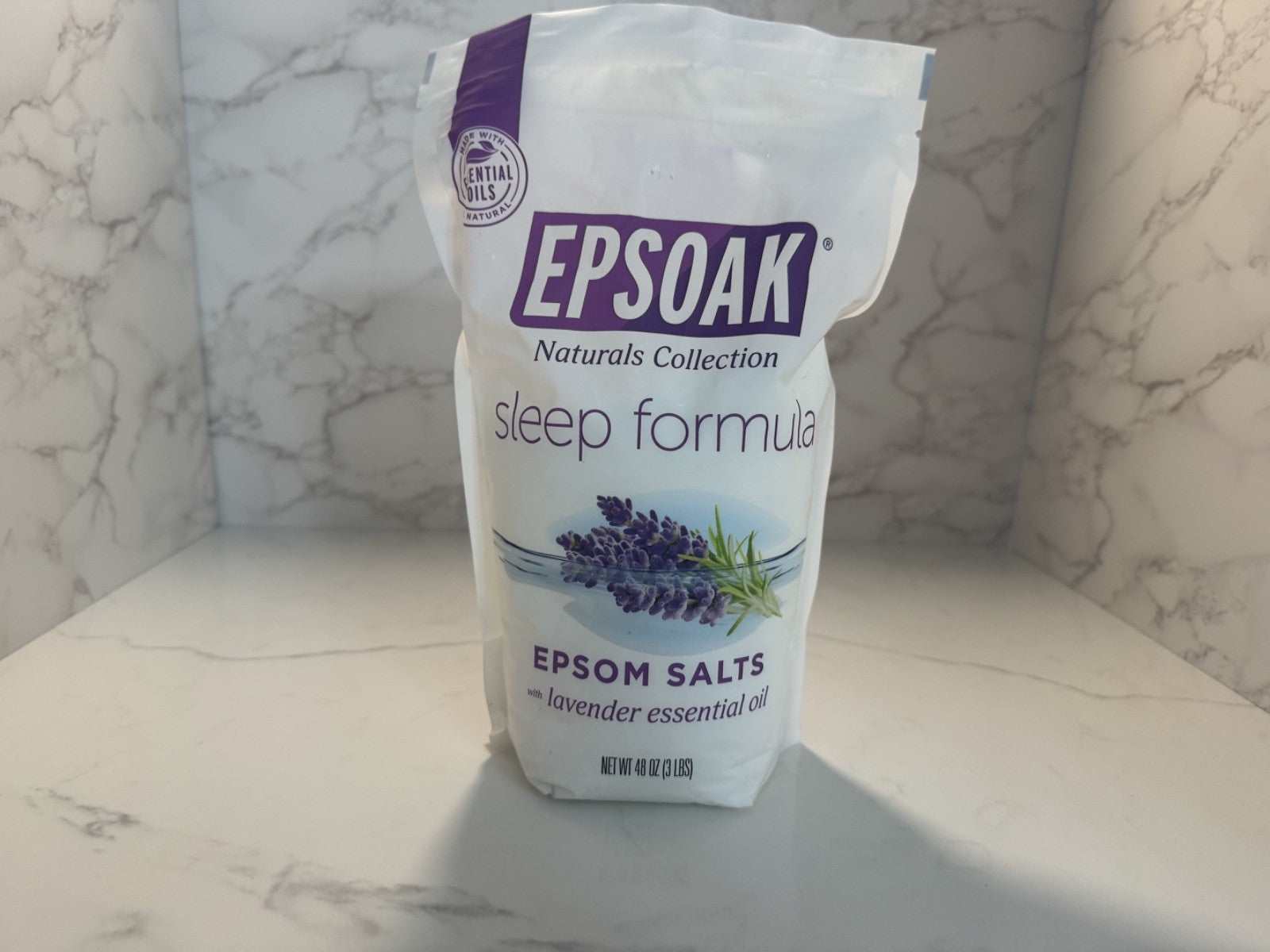 Epsoak Natural Collection Sleep Formula Lavender Epsom Salts, 3 LBS (48 oz) NEW