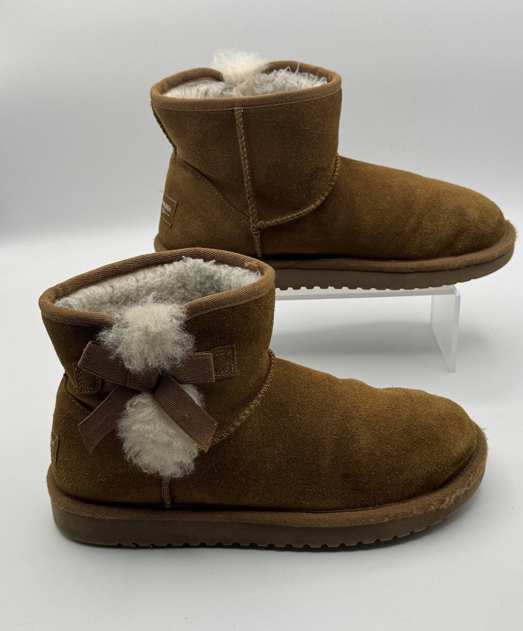 Koolaburra by UGG Brown Suede Ankl Bowtie Bootie Fur Lined Size 6