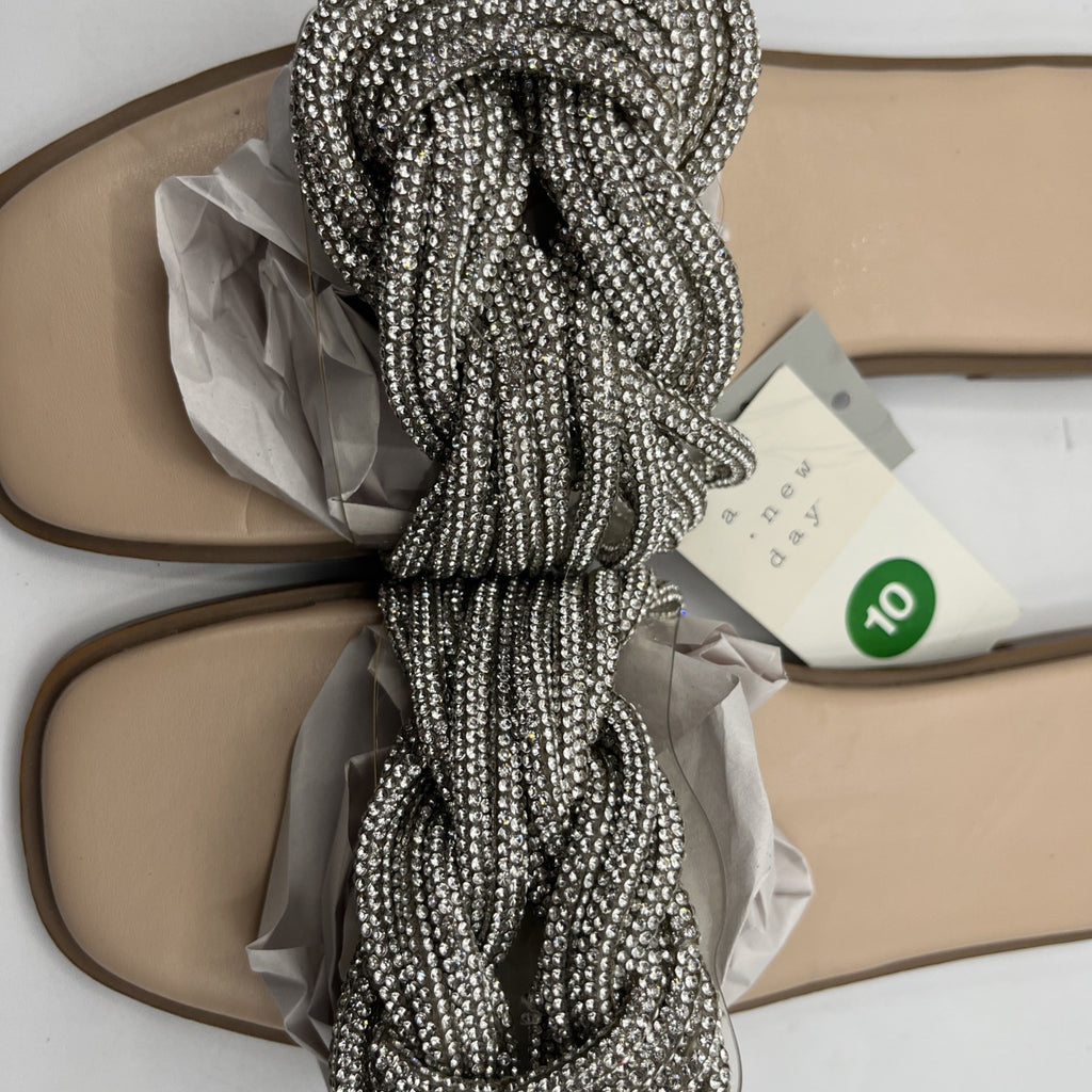 a new day women's slides 546 Sliver Braided Strap Slide Sandals Casual Slip-on