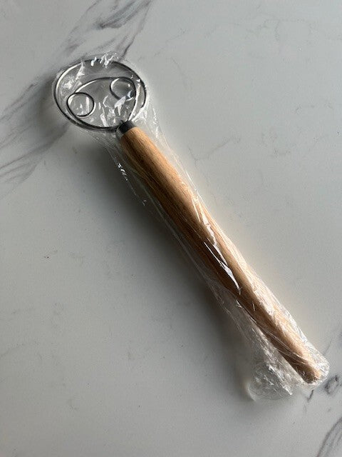 Original Danish Dough Whisk Dutch Style 13" Stainless Steel Lg. Wooden Hand NEW