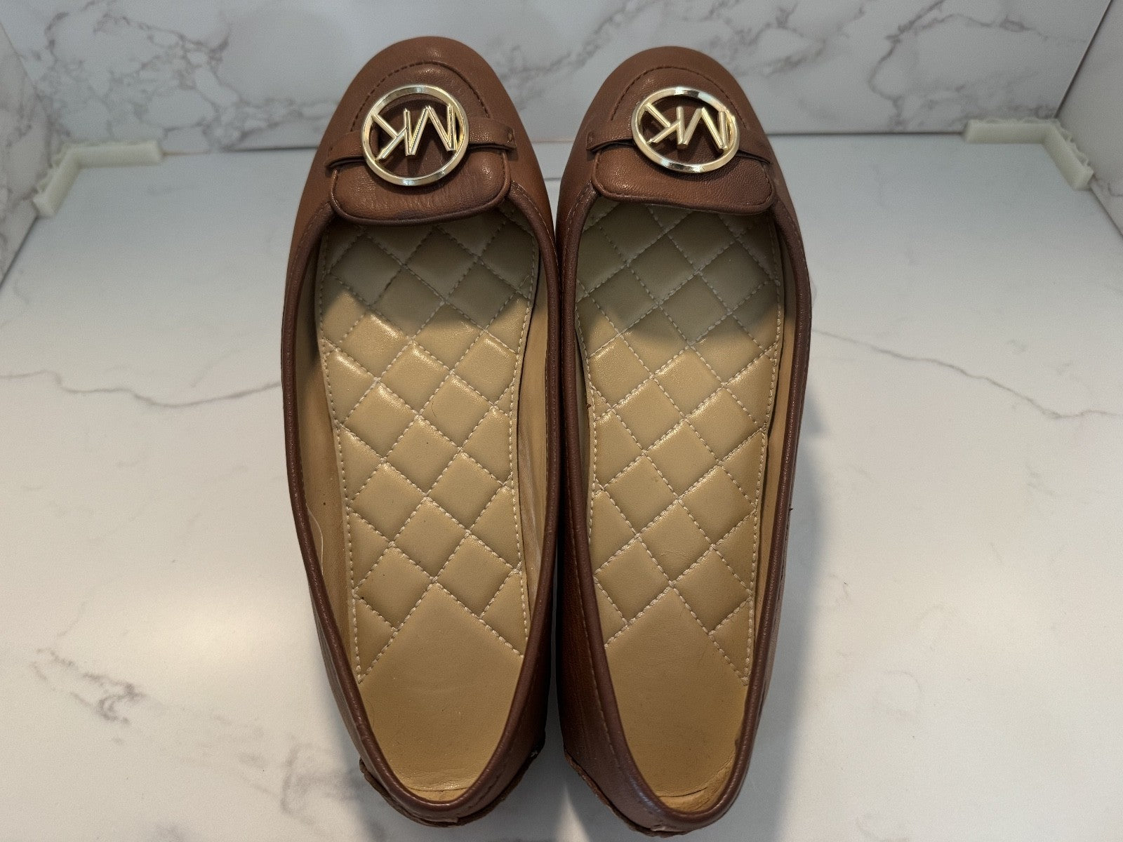 MICHAEL KORS Lillie Moccasin Luggage Brown Flats Ballet Shoes Women's 9.5