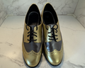 Doc Martens Gastby Polina Wingtip Oxfords Air Cushion Gold & Platinum Size 11