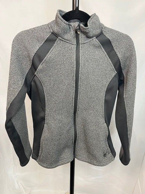 Spyder Jacket Girl's Medium Gray/Black Full Zip Sweater Jacket Sweater,Pre-owned