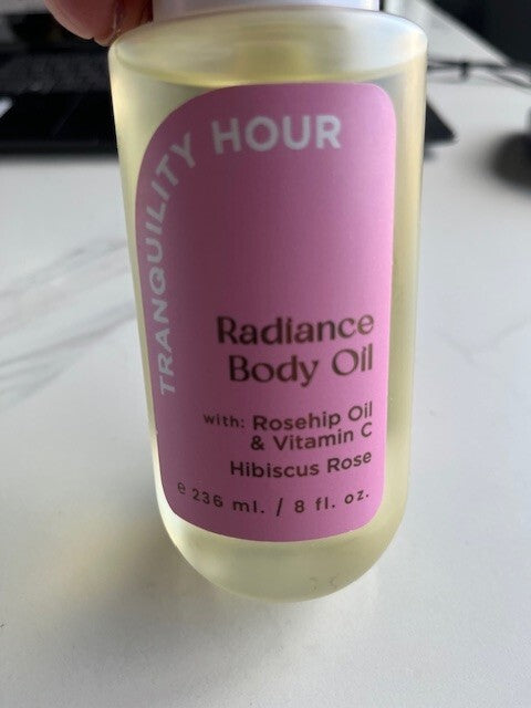 Tranquility Hour w/ Rosehip Oil & Vit C Radiance Body Oil, Hibiscus Rose 8 oz