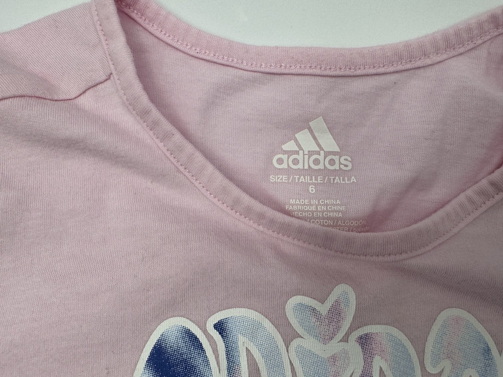Adidas Love Girls Pink Shirt and Tie Dye Leggings, Size 6, pre-owned