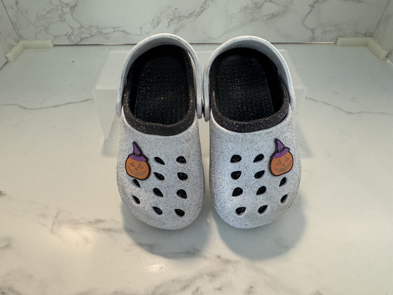 Croc Style Clog Capelli NY Halloween JackOLantern Glitter Sz 7- Preowned