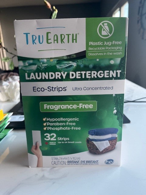 Tru Earth Eco-Strips Concentrated Laundry Detergent FRAGRANCE FREE 32 loads NIP