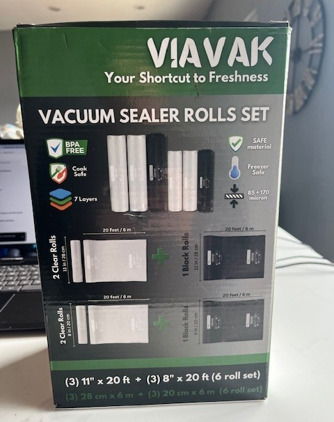 Viavak Vacuum Sealer Roll Set 6 Rolls: 3 (8" x 20') & 3 (11" x 20')7-Layer Thick