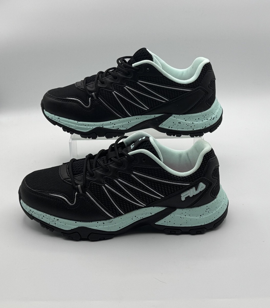 Fila Quadrix Women's Trail Running Hiking Shoes, Sz 8.5 Black/Teal/Pink,Pre-own