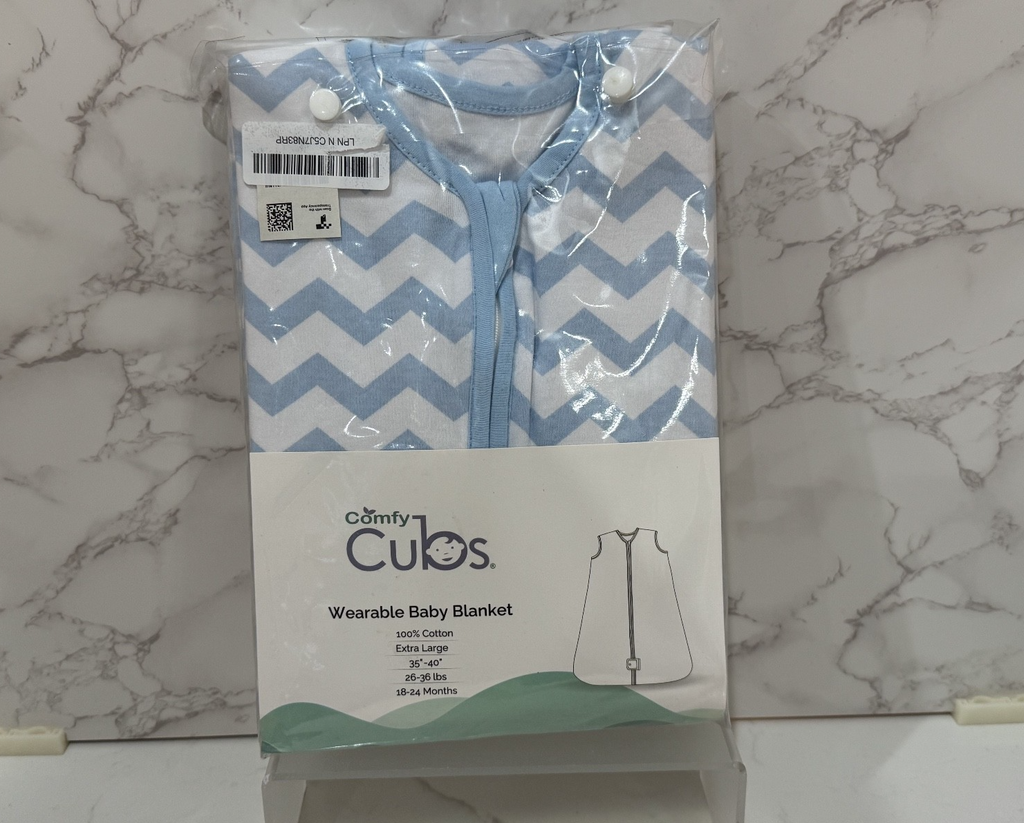 Comfy Cubs Sleepsack Wearable Blankets Blue & White 2PC Baby Blanket 18-24 Month
