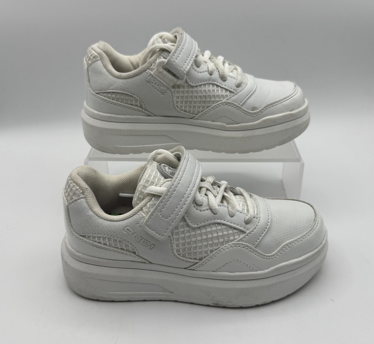 AND1 White Platform Court Big Girls Sneakers Shoes Size 13 Kids, White, Pre-own