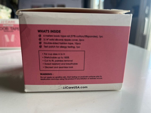 JJ Care Boob Tape with Nipple Cover- Hypoallergenic, Latex-free, 10 USES, NEW