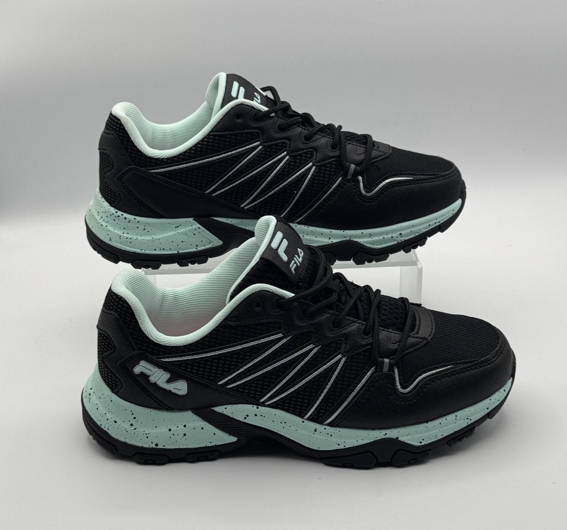 Fila Quadrix Women's Trail Running Hiking Shoes, Sz 8.5 Black/Teal/Pink,Pre-own