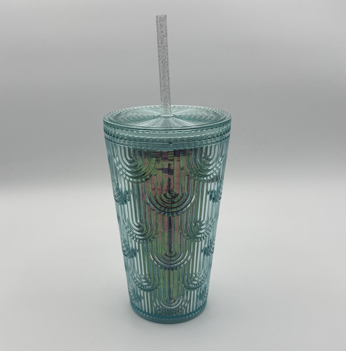 Starbucks 2022 Mermaid Iridescent Scale Wave Cup 16 oz Tumbler NEW Glitter Straw