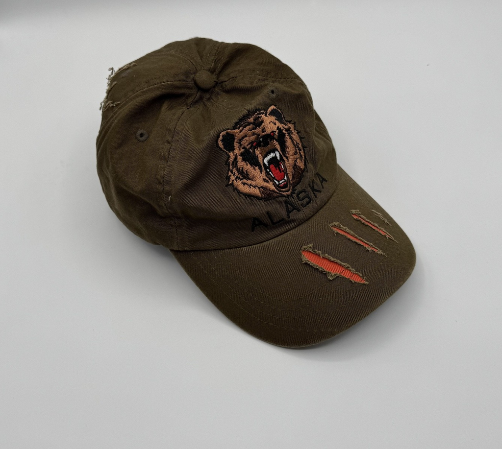 Arctic Circle Alaska Baseball Cap Hat Grizzly Bear Brown/Orange, Head Wear
