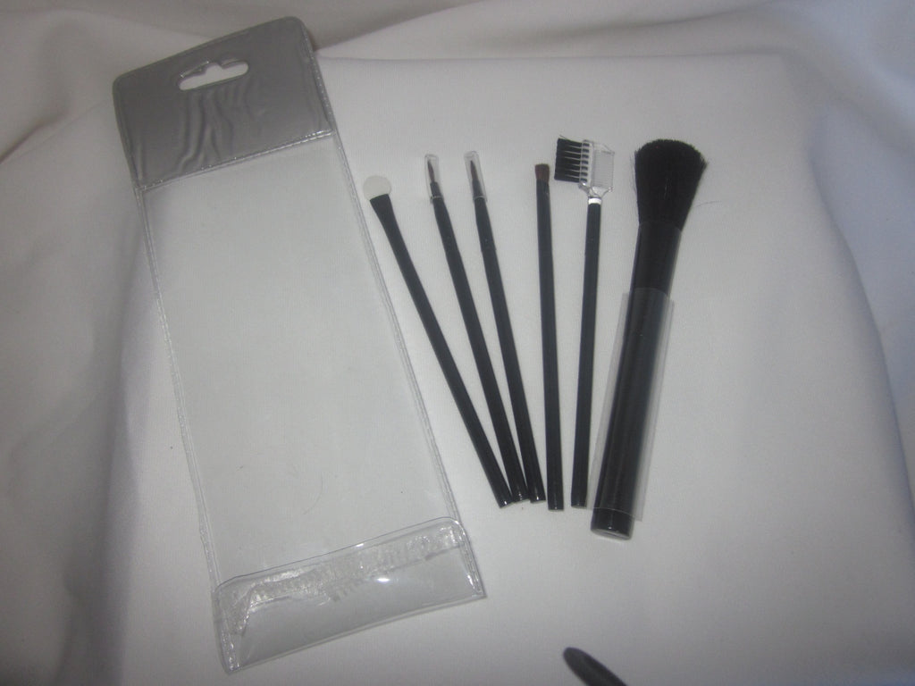 New 6-Piece Makeup/Cosmetics Black Brush Starter Set Travel Brush Pouch,FreeShip