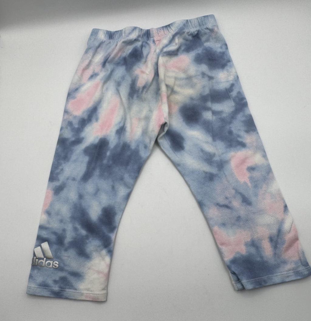 Adidas Love Girls Pink Shirt and Tie Dye Leggings, Size 6, pre-owned
