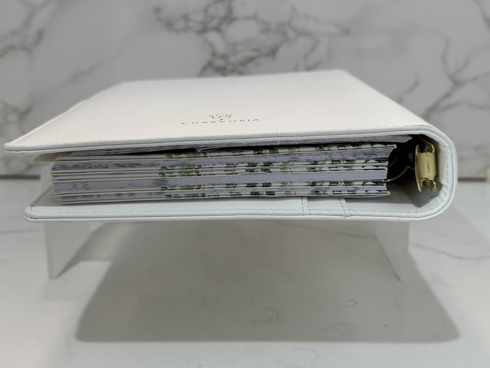 Wedding Planner Book and Organizer for The Bride White Faux Leather, Gold Foil