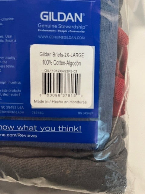 Gildan 5 Pack Men’s Cotton Soft Comfort Support Briefs Size 2XL 44-46 Assorted