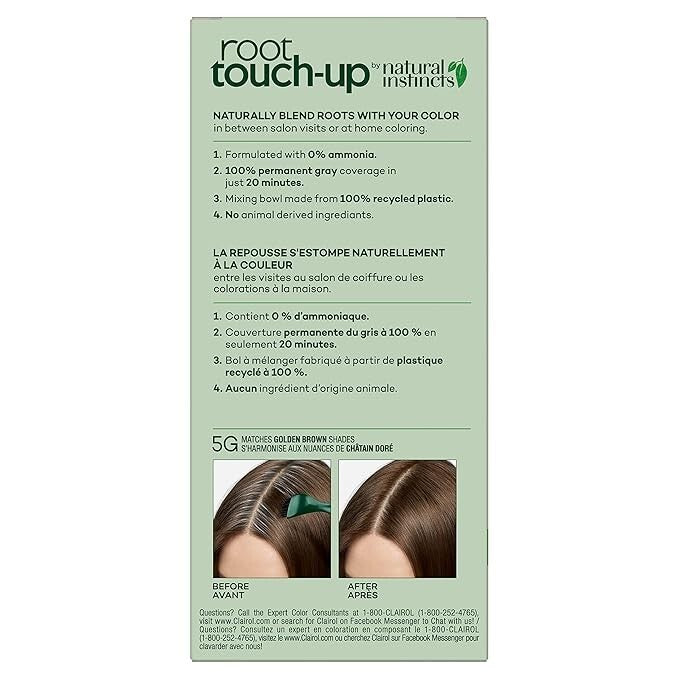 Clairol-Root Touch Up-Natural Instincts-Ammonia Free #5G-GOLDEN Brown Shades-NIB